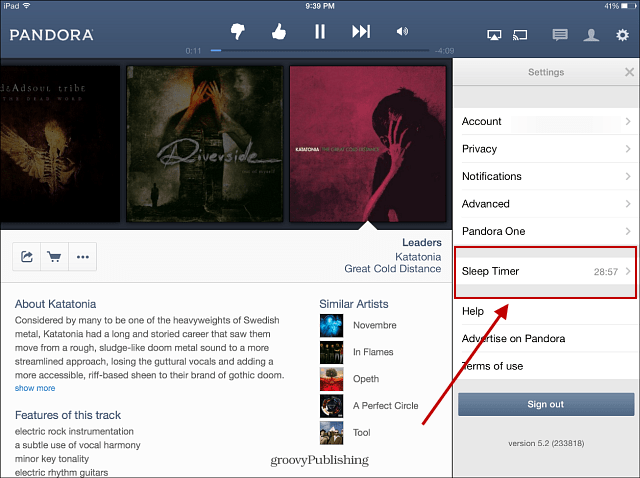 Pandora добавляет функцию таймера сна для iPad
