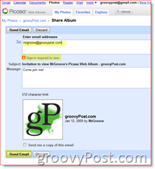 Отправить приглашение для входа в обязательный веб-альбом Picasa:: groovyPost.com