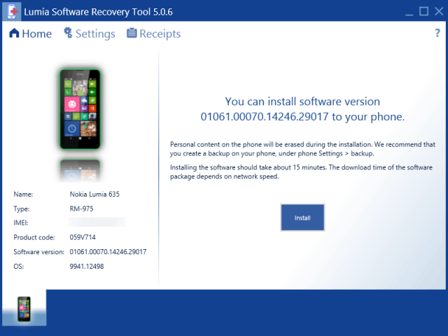 Lumia Recovery Tool для Windows 10 для телефонов