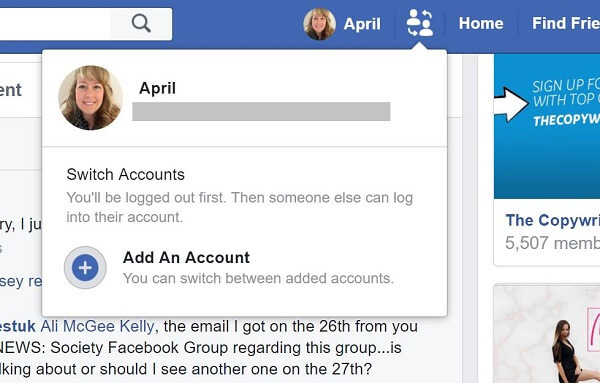 Facebook, похоже, тестирует кнопку, которая позволяет пользователям быстро переключаться между учетными записями.