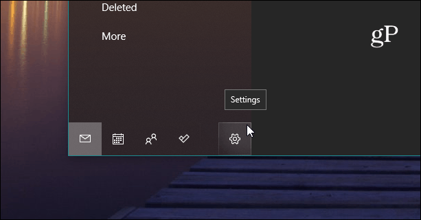 Кнопка настроек Почтовое приложение Windows 10
