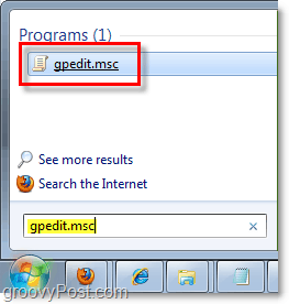 доступ к редактору групповой политики (gpedit.msc) из окна запуска Windows 7 (меню)