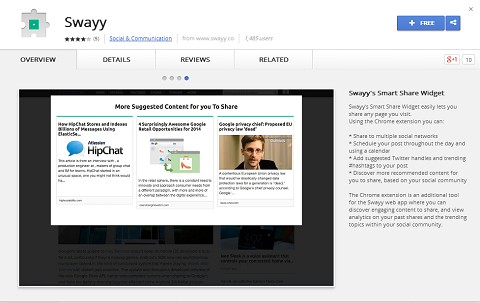 У Swayy также есть расширение Google Chrome, которое упрощает обмен открытыми материалами.