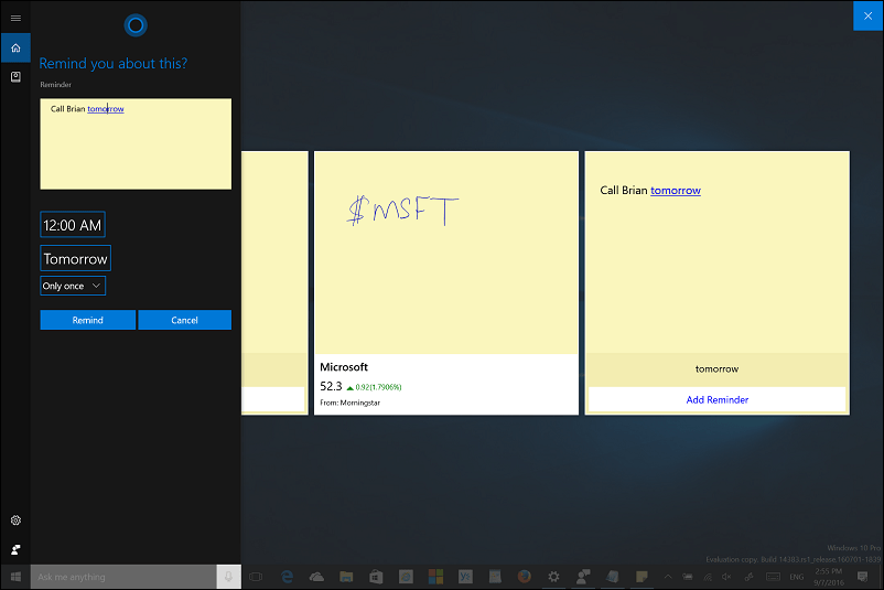 Совет по обновлению Windows 10 Anniversary: ​​используйте рукописный ввод с помощью Sticky Notes и Cortana