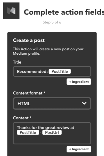 Вы также можете создать апплет IFTTT, чтобы рекомендовать пост из Medium в своей учетной записи Medium.