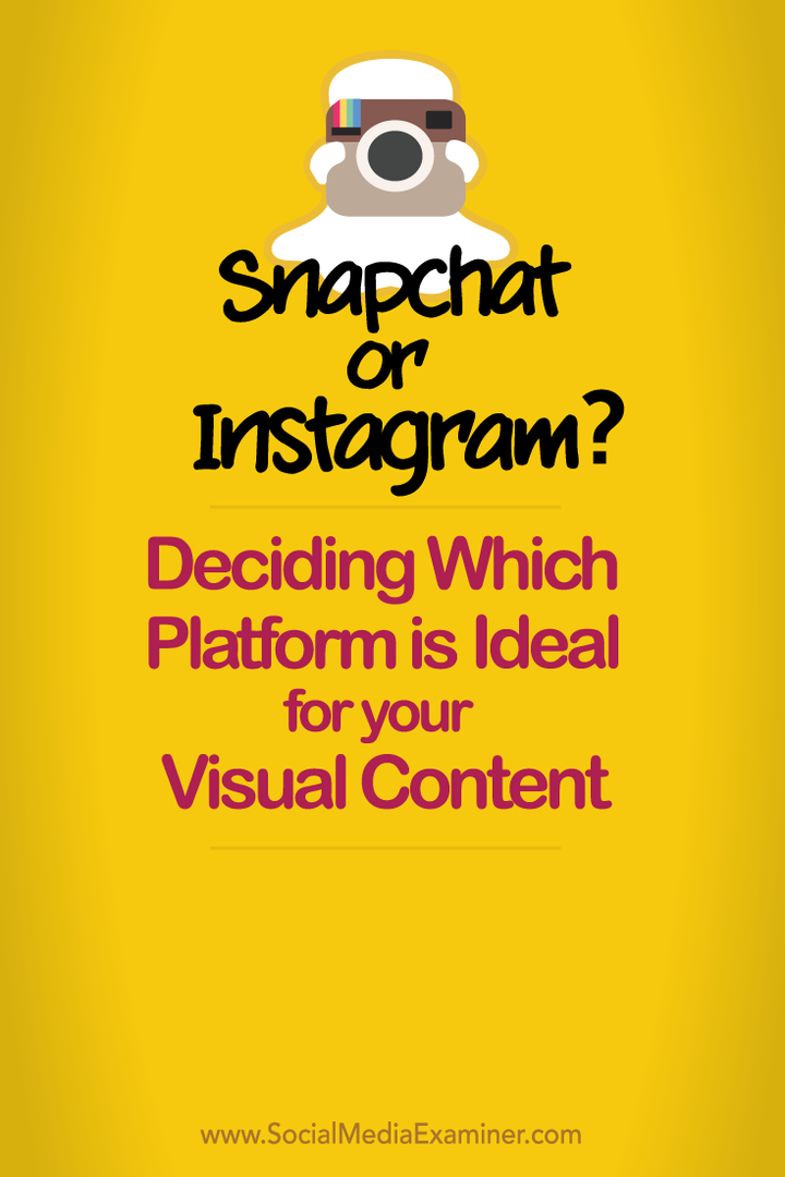 решите, что лучше всего подходит для вашего визуального контента - Snapchat или Instagram