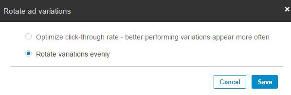 Обязательно выберите Равномерно чередовать варианты в Менеджере кампаний LinkedIn.