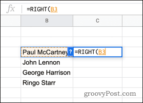 Использование функции ПРАВИЛЬНО в Google Sheets