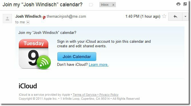 Apple iCloud: делиться публичными и частными календарями