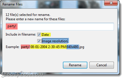 добавить дату и разрешение в имена файлов Picasa