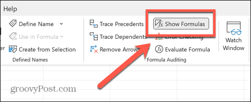 выбрана кнопка показать формулу excel