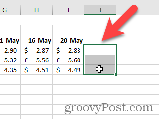 Выделение ячеек для спарклайнов в Excel