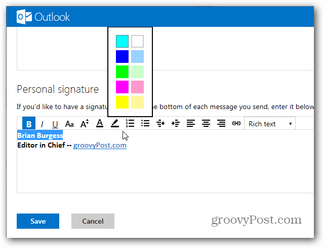 Как создать подпись Outlook.com
