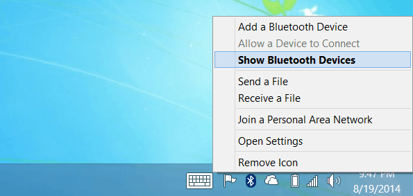 Показать устройства Bluetooth