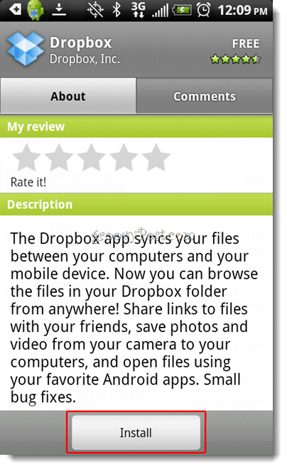 Android Dropbox Установить