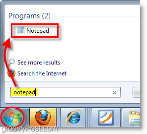 Скриншот Windows 7 - открыть блокнот