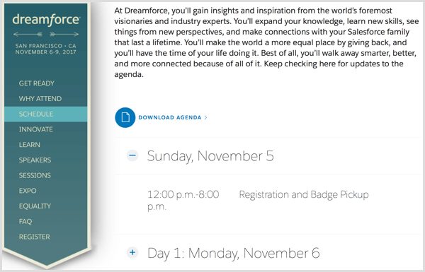 расписание мероприятий Dreamforce