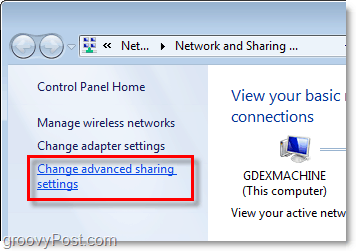 расширенный общий доступ в Windows 7