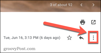 Значок меню из трех точек в Gmail
