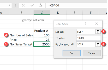 Использование поиска цели в Excel