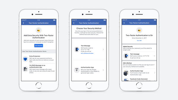 Facebook упростил процесс настройки, который позволяет пользователям устанавливать двухфакторную авторизацию, и устранил необходимость регистрировать номер телефона для защиты учетной записи.