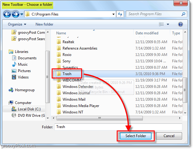 Как прикрепить полностью функциональную корзину к панели задач Windows 7