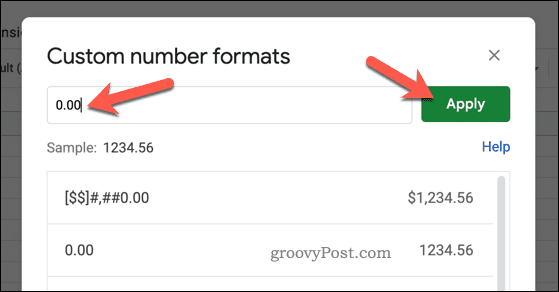 Установить собственный числовой формат в Google Sheets