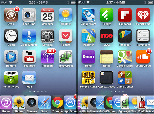 Шесть и 10 иконок на iOS Dock