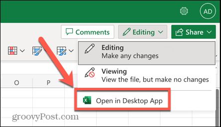 Excel открыть в настольном приложении