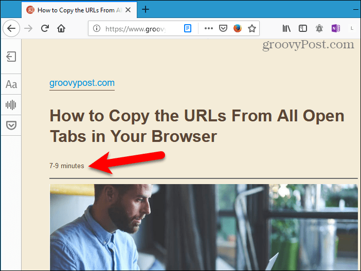 Расчетное время чтения в Reader View в Firefox