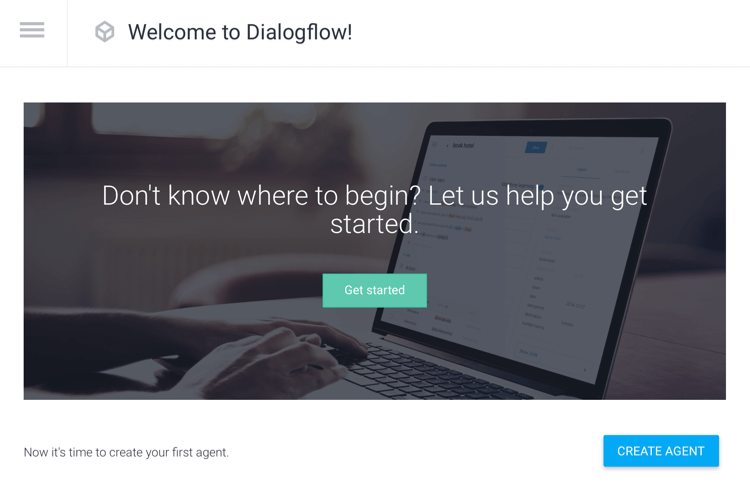 Опция создания агента в Dialogflow