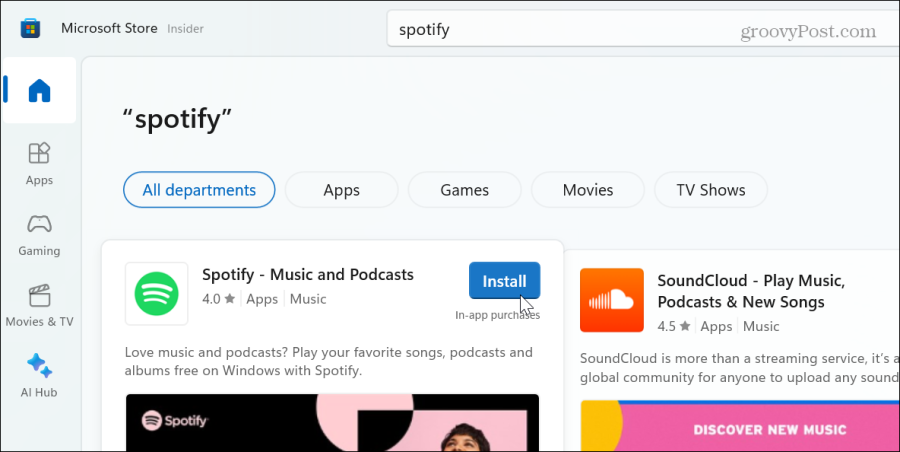 Spotify магазин Microsoft