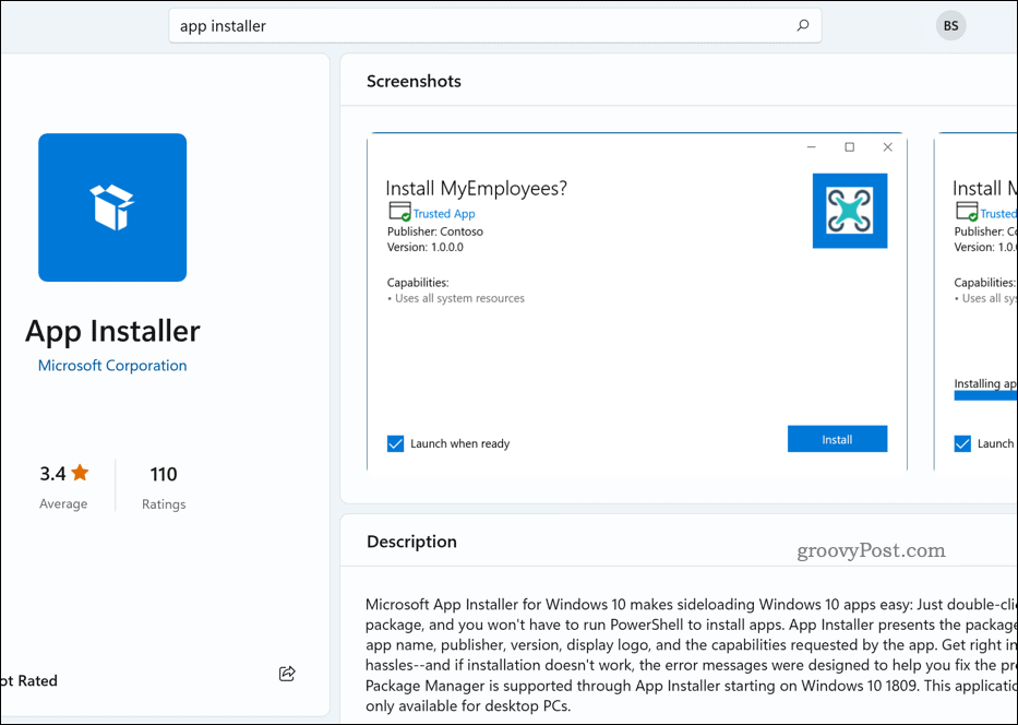 Установщик приложений в Microsoft Store