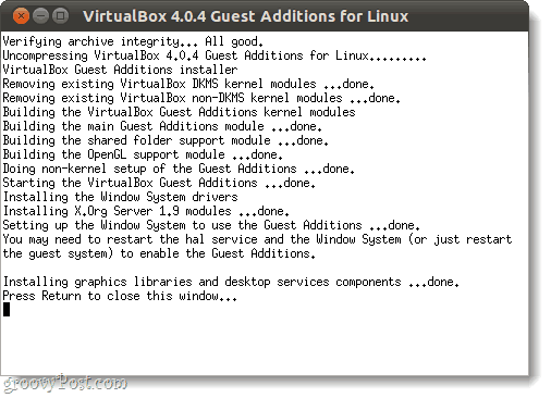 запускать гостевые дополнения virtualbox в linux