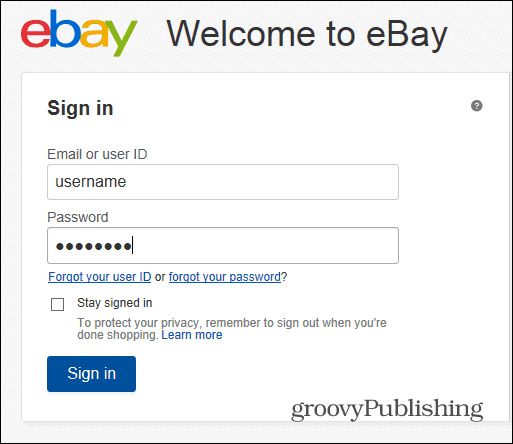 eBay сменить пароль логин