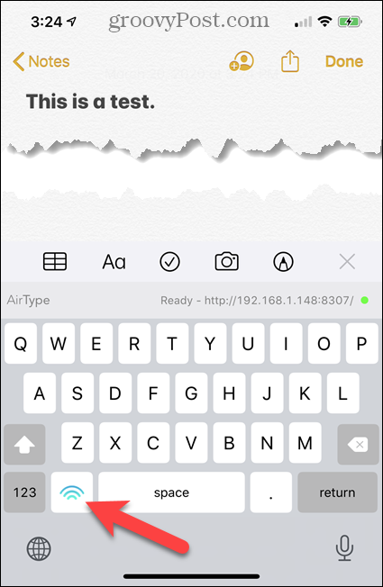 Текстовая клавиатура AirType на iPhone
