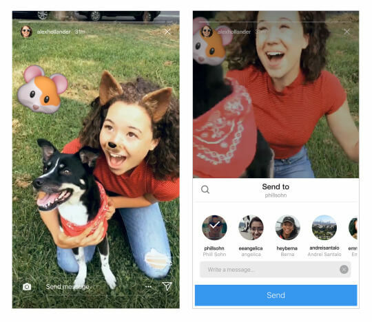 Instagram объявил, что теперь пользователи могут делиться историями Instagram в Direct.