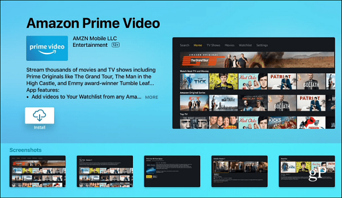 Установите Amazon Prime Видео Apple TV