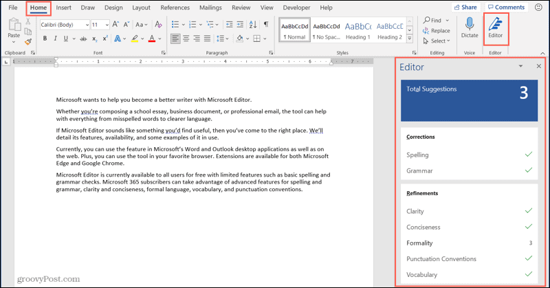 Кнопка и боковая панель редактора Microsoft на рабочем столе Word