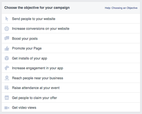 цели рекламной кампании facebook