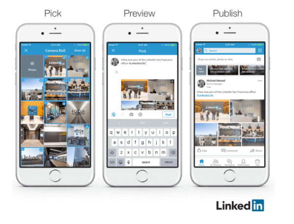LinkedIn объявила, что теперь участники могут легко добавлять несколько фотографий в один пост.