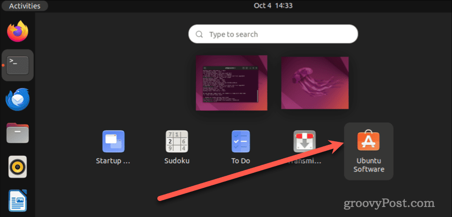 Нажмите «Программное обеспечение Ubuntu».