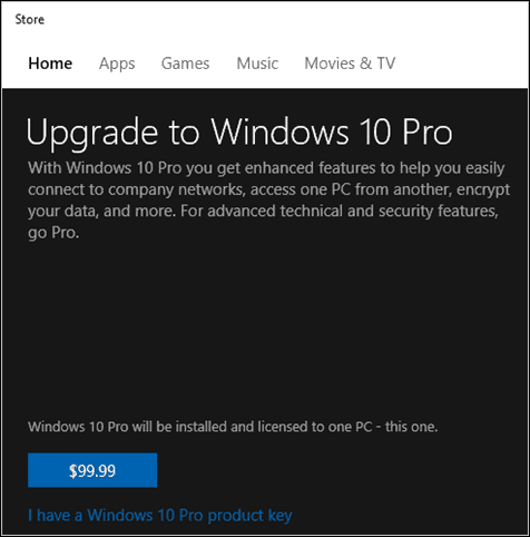 Windows 10 Pro Pack Магазин ключей Microsoft