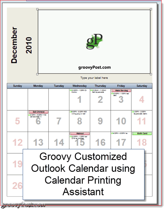 Помощник по печати календаря Outlook 2010
