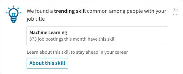 LinkedIn запустил новое уведомление, в котором люди с той же должностью делятся актуальными навыками.