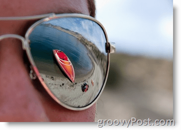 Фотография - Пример диафрагмы - солнцезащитные очки с отражением Skiboat красного цвета