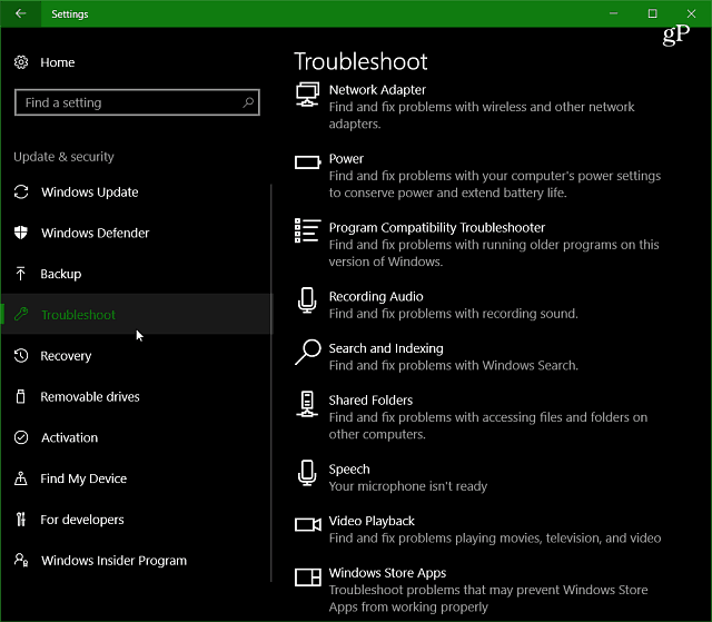 Функция обновления для создателей Windows 10 Фокус: устранение неполадок