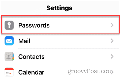 опция паролей настройки iPhone