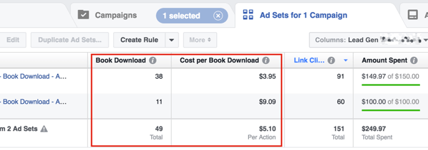 Проверьте свою стоимость за лида, а затем скорректируйте свой рекламный бюджет в Facebook, чтобы достичь своей цели дохода.