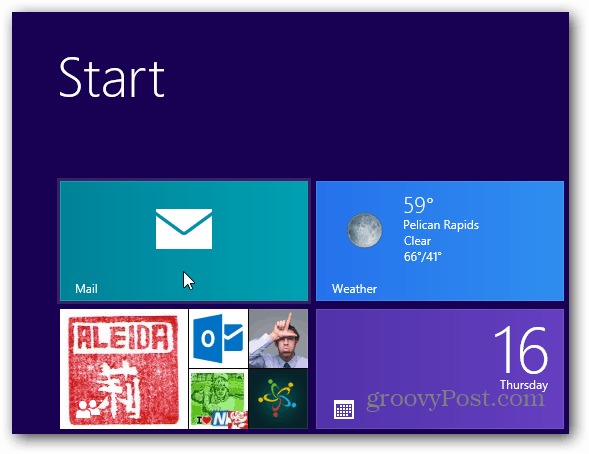 Запустите почтовый клиент Windows 8